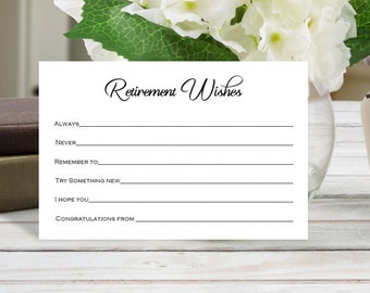 Retirement Wishes Advice Cards, Retirement Party Congratulations Wish Cards, Printed and Shipped Size 4x6 Small Pack of 25 Cards