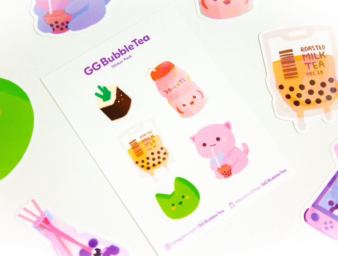 A6 Sheet Premium Sticker Sheet Pack Cute Boba Cat Bubble - Etsy
