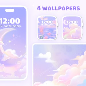 Hand drawn wallpaper – Desktop, phone, apple watch | Cute kawaii lofi pastel aesthetic