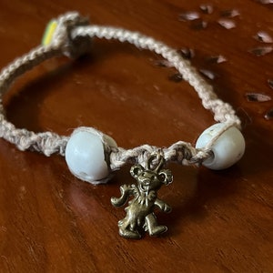 Bronze bear macrame anklet size S