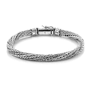 Bali Hand WEAVED twisted SNAKE Chain Bracelet in Solid 925 Sterling Silver