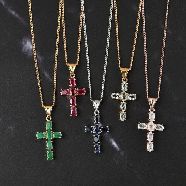 Gemstone Cross Etsy