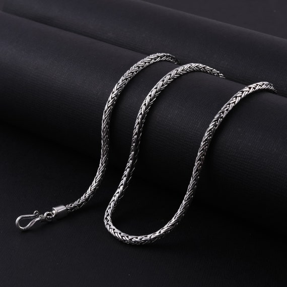 HELLO CREATION Trendy Classic Stainless Steel Spiga/Wheat Chain Interlinked  Neck Chain Necklace for Men and