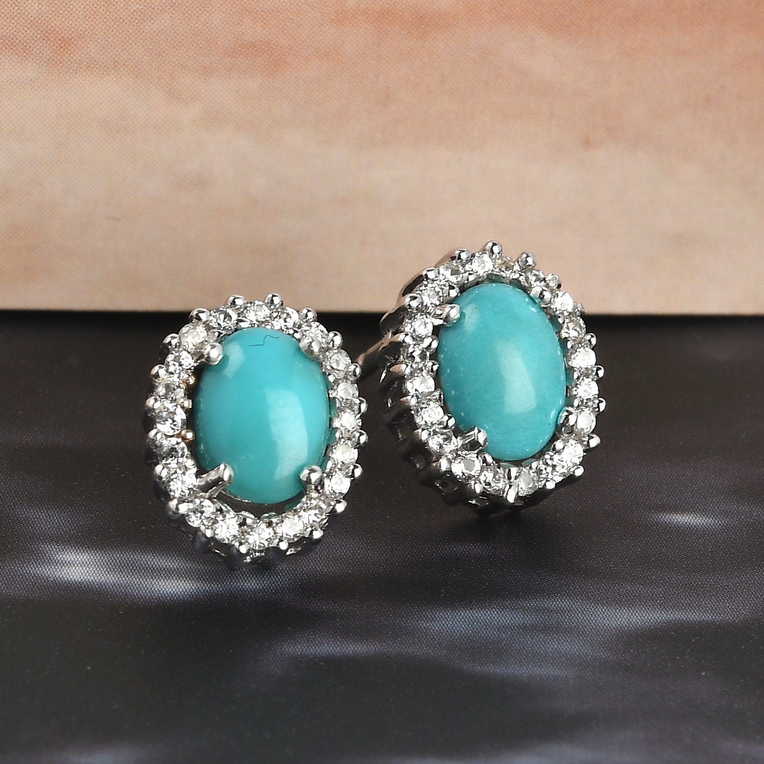 Sleeping Beauty Turquoise Studs December Birthstone Earrings 925