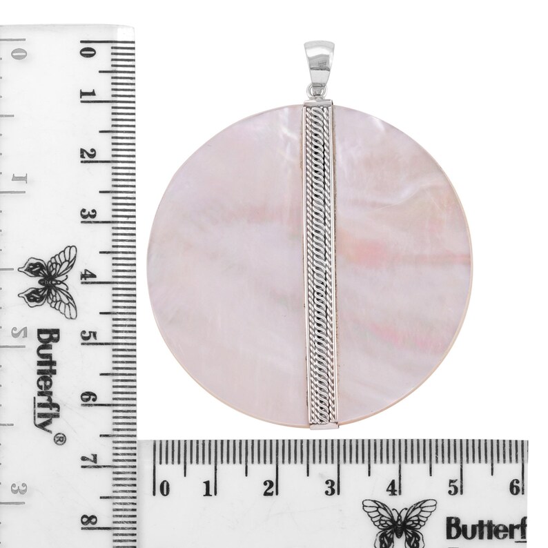 Handmade Bali Design Mother Of Pearl Pendant in Sterling Silver 925-6 CM