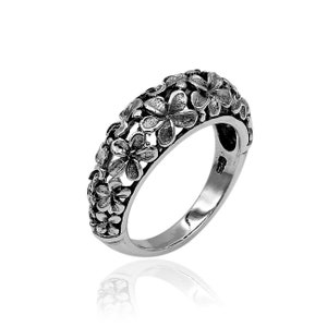 Designer BALI Frangipani Floral BAND Ring in 925 Sterling Silver - New #S10  - Size L , M , N , O , P , Q