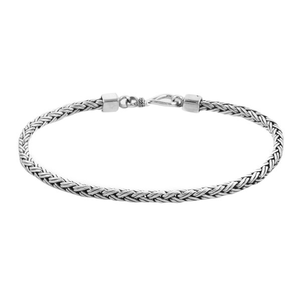 Solid 925 Sterling Silver Handmade Square WHEAT Chain Bracelet 3 mm Handmade