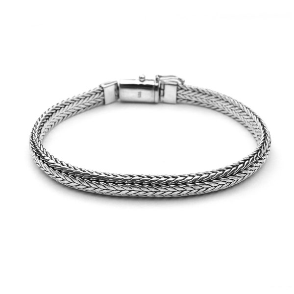 MENS Heavy Handmade 8 mm SNAKE Chain Bracelet in Solid 925 Sterling Silver