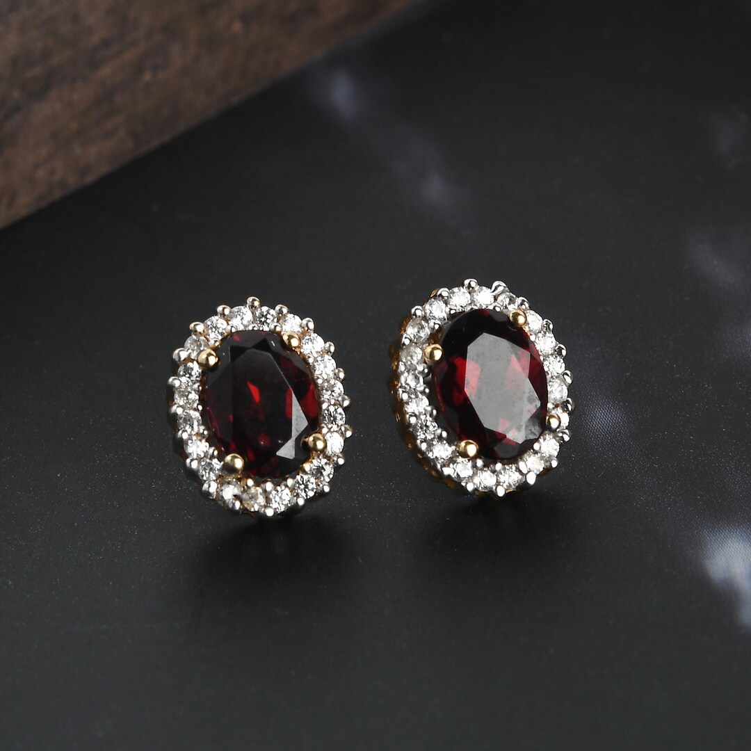 Garnet & Onyx 18k Gold Limited Edition Halo Stud Earrings