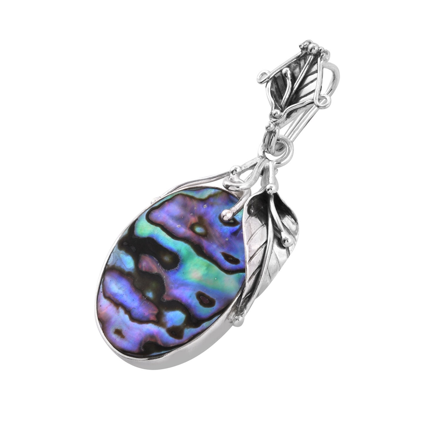 Handmade LEAF Shaped 925 Sterling Silver ABALONE Paua Shell - Etsy