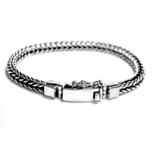 Solid 925 Sterling Silver Handmade Square WHEAT Chain Bracelet 5 mm Handmade