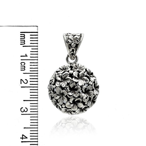 Anhänger Silber Handgemachter Bali Frangipani Cm mit Floral Kette Sterling RUNDER in 3.0 925