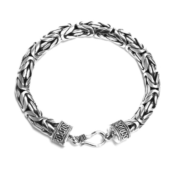 HEAVY CHUNKY MENS Byzantine Bracelet 10 Mm Solid 925 Sterling | Etsy