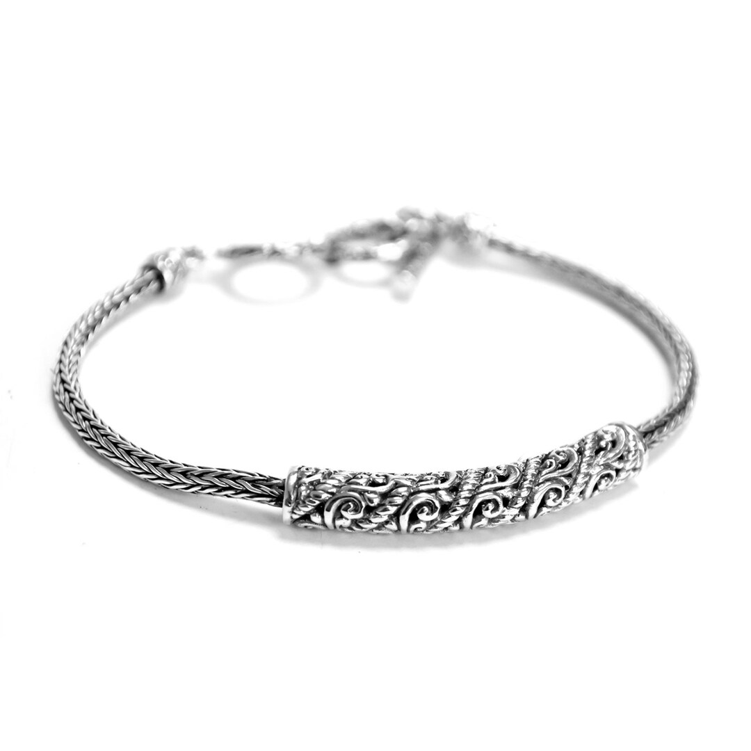 Handmade Designer TAG Bar Bracelet in Solid 925 Sterling Silver 12 Grams 77.5 Inches Etsy