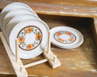 Set of 6 Vintage Cake Plates Saucers Flowers