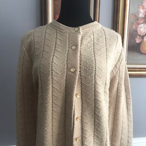 Vintage Bernice brand tan cardigan sweater 1970s image 1