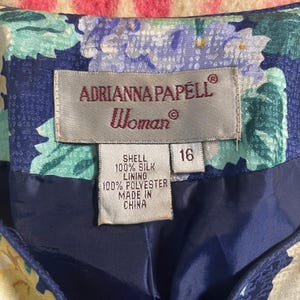 Chaqueta de cóctel vintage Adrianna Papell para mujer, 100% seda, estampado de hortensias, talla 16 imagen 3