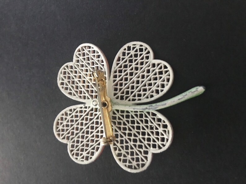 Vintage Orange metal flower brooch