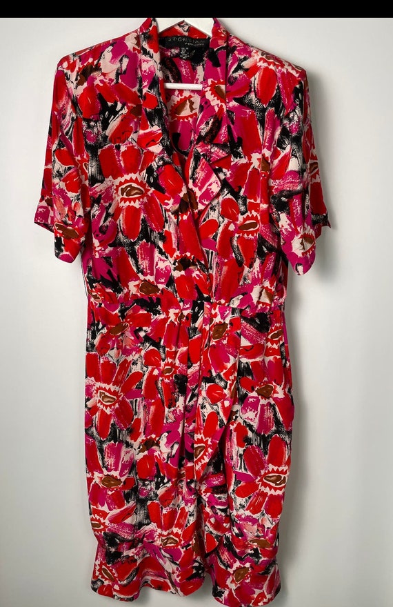 Vtg. St. Gillian by Kay Unger Sz 12 100% Silk Dres