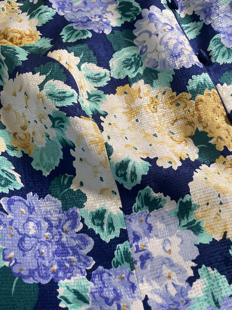 Chaqueta de cóctel vintage Adrianna Papell para mujer, 100% seda, estampado de hortensias, talla 16 imagen 4