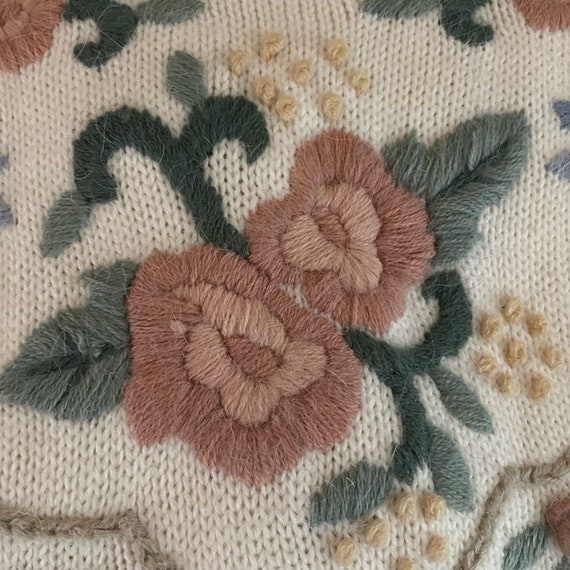Vintage Alfred Dunner Cottagecore cream embroider… - image 8