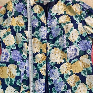 Chaqueta de cóctel vintage Adrianna Papell para mujer, 100% seda, estampado de hortensias, talla 16 imagen 7