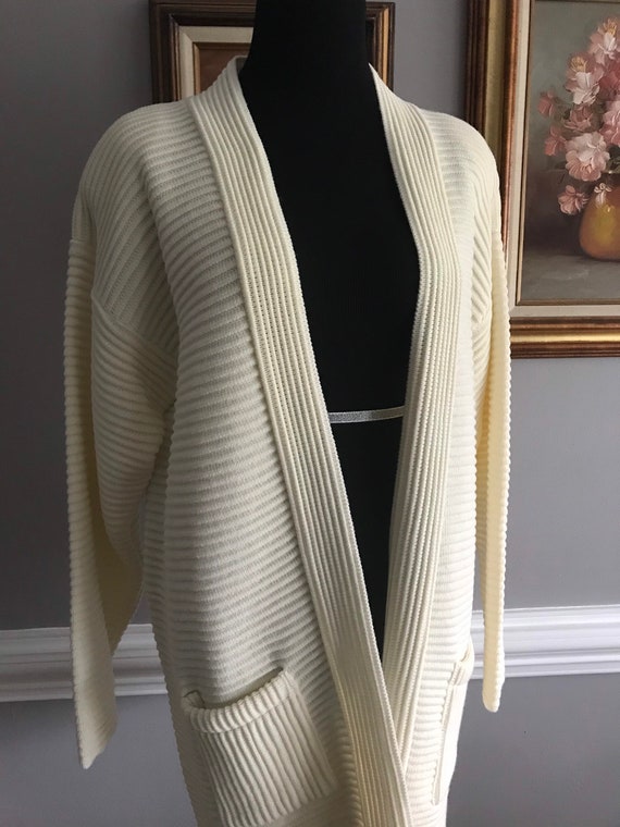 Vintage Willow Ridge Cream Ribbed Cardigan Sweater