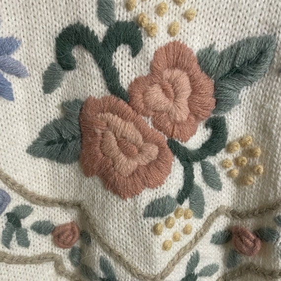 Vintage Alfred Dunner Cottagecore cream embroider… - image 5