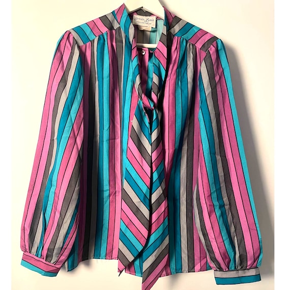 VTG. Jerrie Lurie Collectibles Striped Blouse - image 1