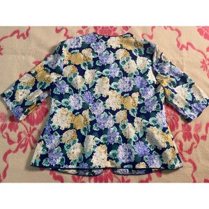 Chaqueta de cóctel vintage Adrianna Papell para mujer, 100% seda, estampado de hortensias, talla 16 imagen 5