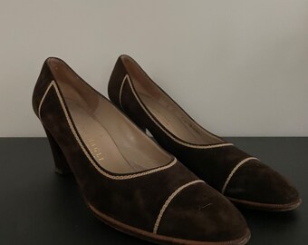 Vintage Bruno Magli brown suede pumps SZ 7.5 S