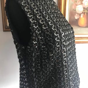 Vintage Sequin Black Sleeveless Top