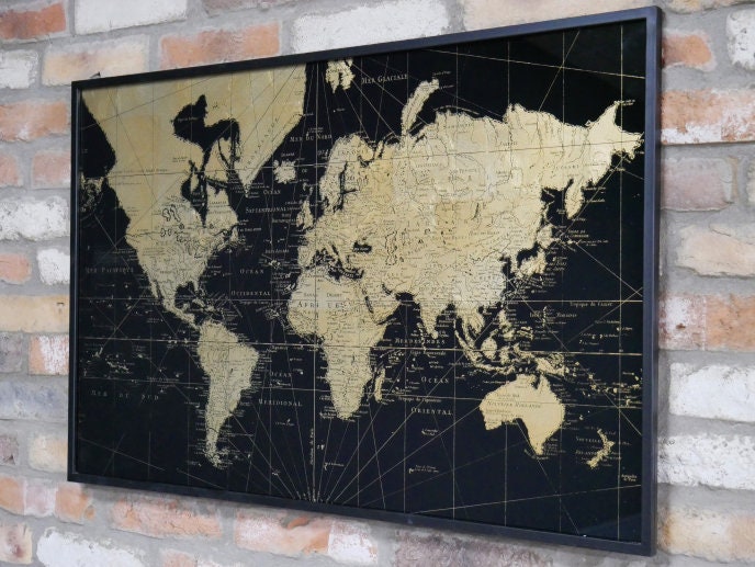 Large metal world map wall art picture metal frameID6632 Etsy