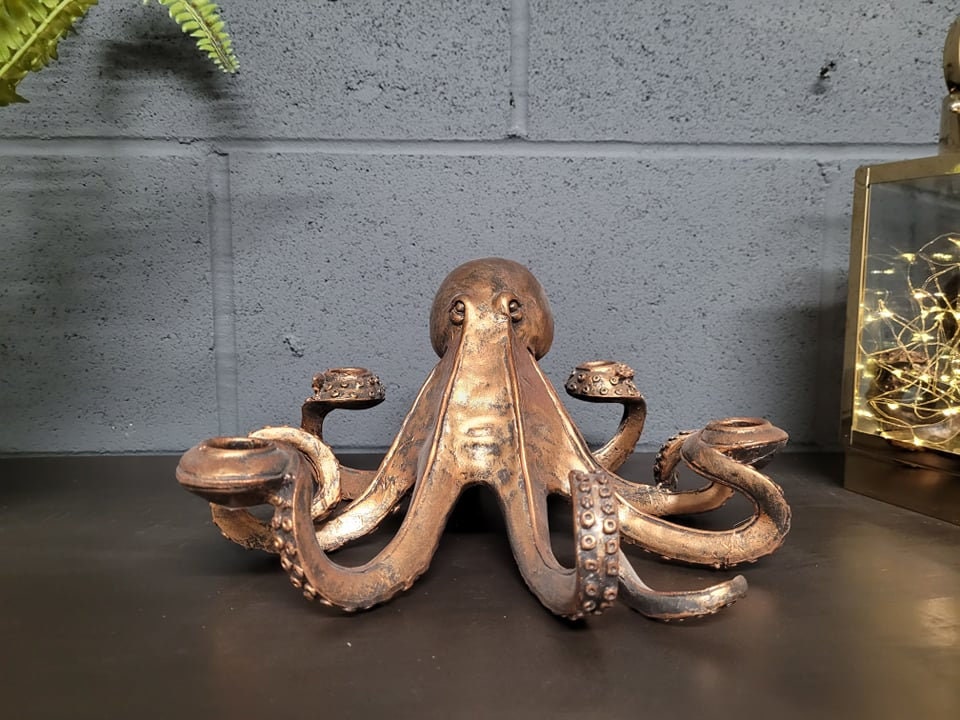 Antique Bronze Octopus Candle Stick Holder Table Centrepiece Etsy UK