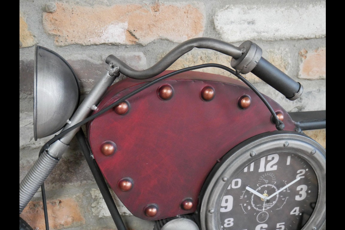 Large motorcycle wall clock Wall Clock Industrial Clock Etsy