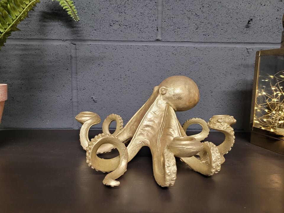 Antique Bronze Octopus Candle Stick Holder Table Centrepiece Etsy UK