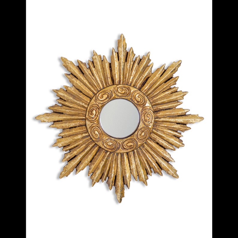 Antique Gold Sunburst Ornate Framed Small Convex Mirror Wall Etsy