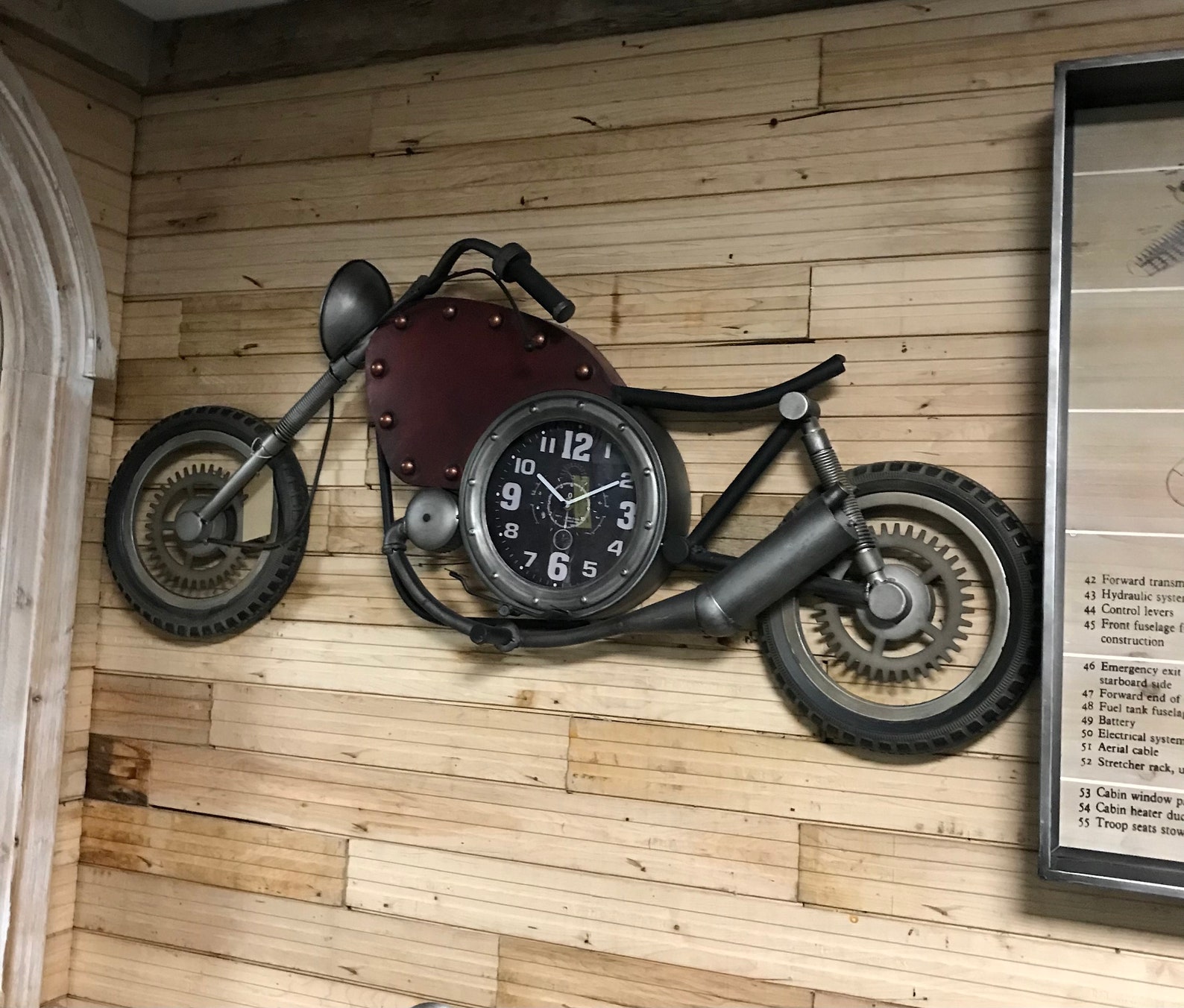 Large motorcycle wall clock 120cm rustic bike wall decor with Etsy