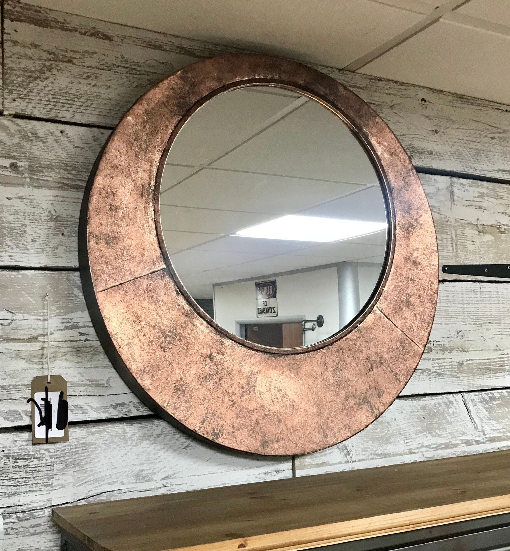 Copper Wall Mirror Large Round Home Decor Garden Outdoor Etsy