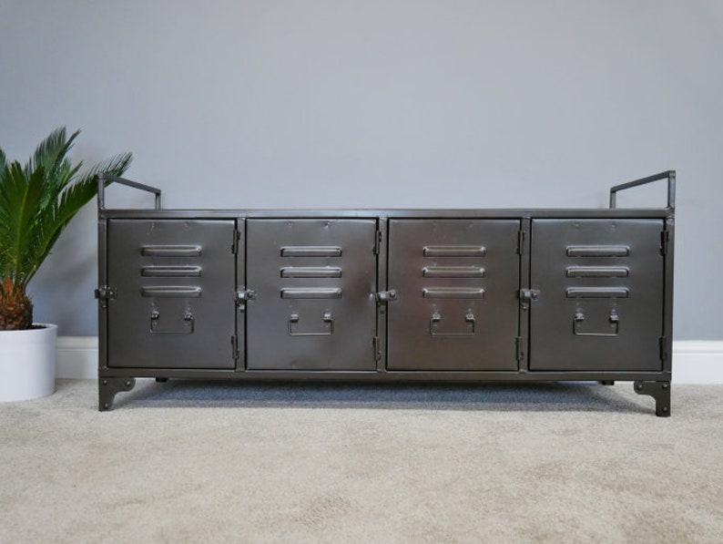 Industrial design metal gunmetal grey unit sideboard Etsy