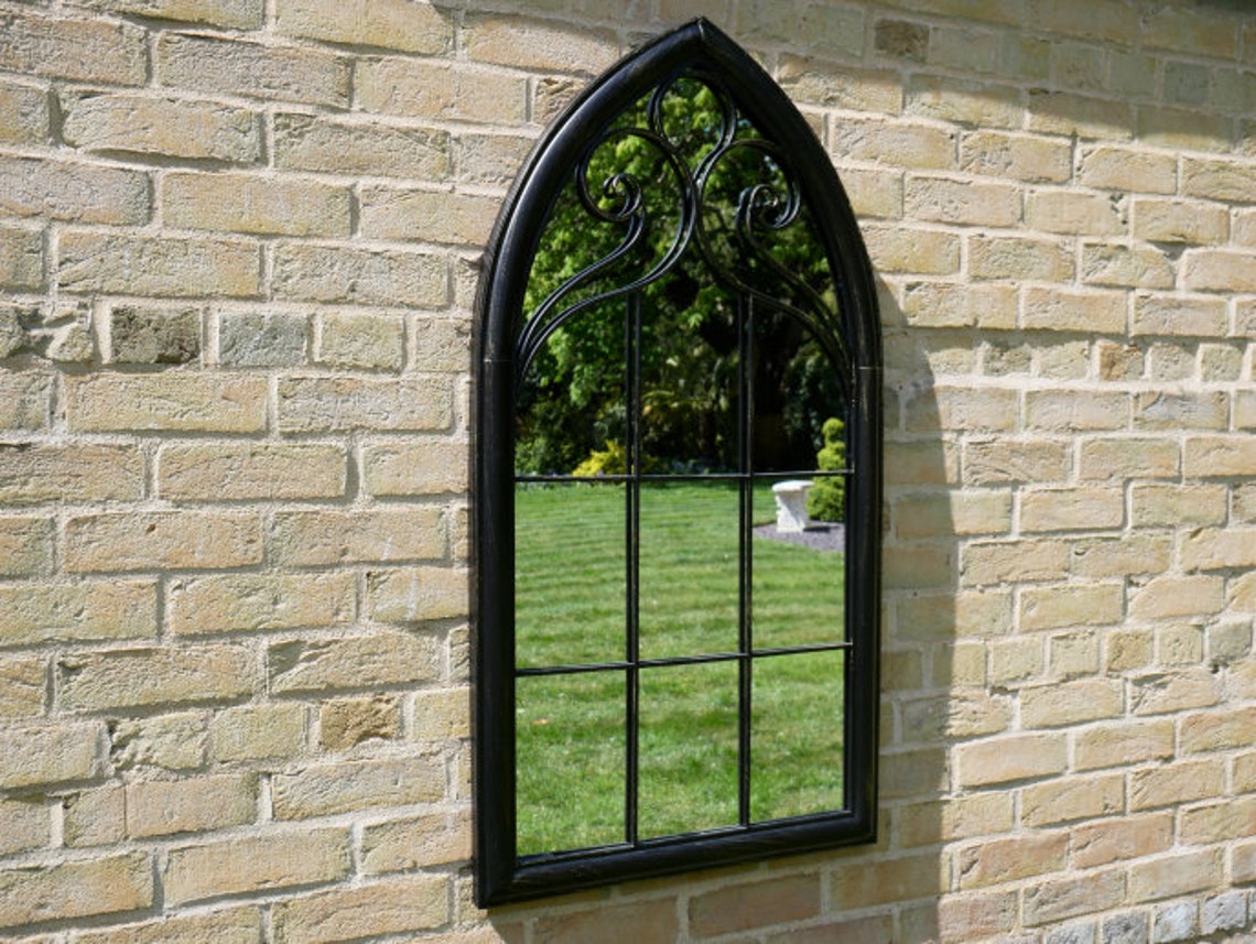 Large Black Gothic Mirror Garden Mirror Large Arch Mirror Etsy