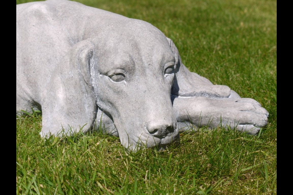 Laying Dog Garden Statue Dog Garden Ornament Sculpture Patio Etsy UK