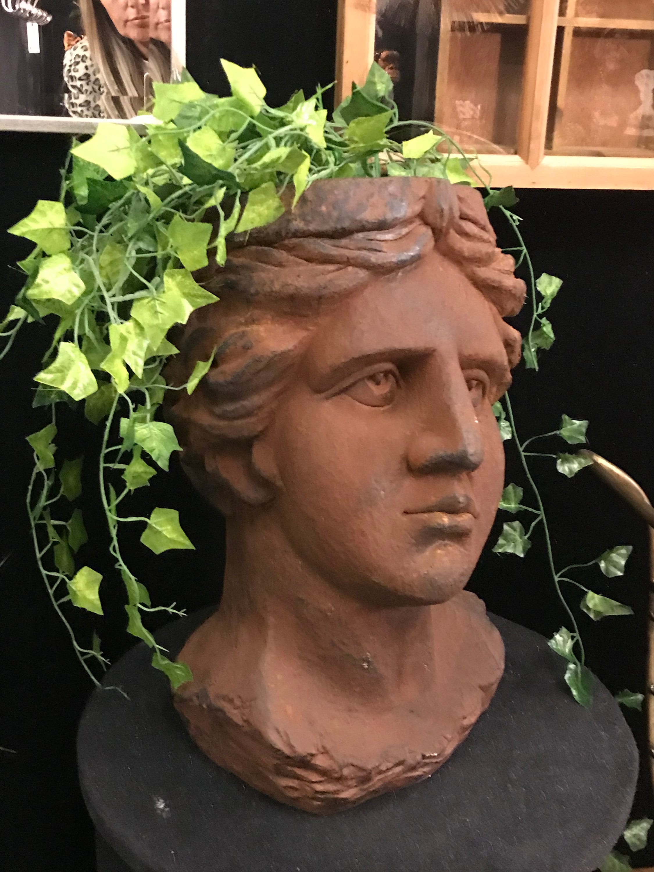 Planter, bust, Art Deco, White, red, unique, garden, house plant, head