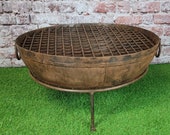 Cast Iron Firepit with grill BBQ Original Indian Kadai Iron Firepit Approx 60cm Large Fire Pit BBQ Stove Patio Garden SALE