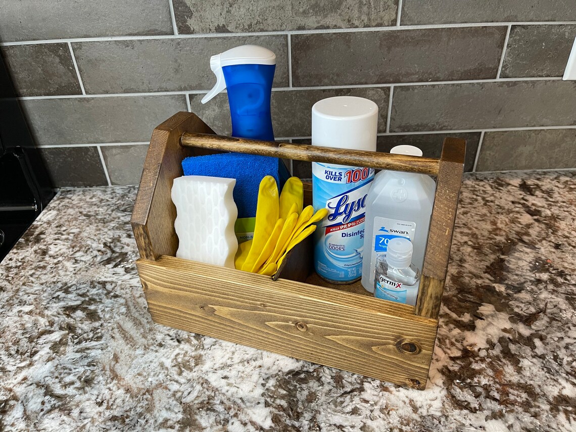 Cleaning Caddy Cleaning Supplies Storage Kitchen Storage Etsy