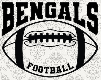 Archivo SVG vectorial de silueta de equipo de fútbol de los Bengals para cortar con Cricut, sublimación PNG y SVG para camisetas, archivo de corte de vinilo