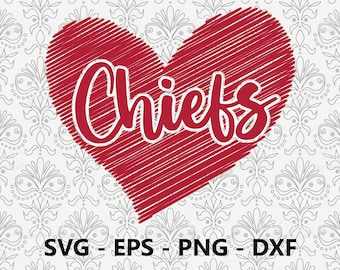 Chiefs Football Love svg, eps, png, dxf, pdf, layered file, Ready For Silhouette Cricut and Sublimation, Svg Files