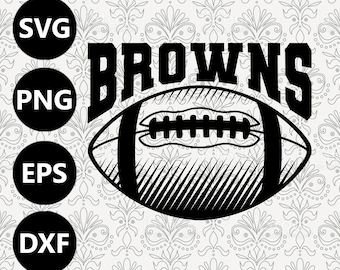 ブラウンズフットボールのシェーディングシルエットチームクリップアートベクターSVGファイル（クリカット、昇華PNG、シャツ用SVGでカット可能）