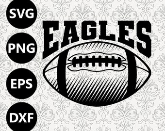 Eagles Football Mascot Shading Silhouette Team Clipart vector svg file for cutting with Cricut, Sublimation Png and Svg for Shirts