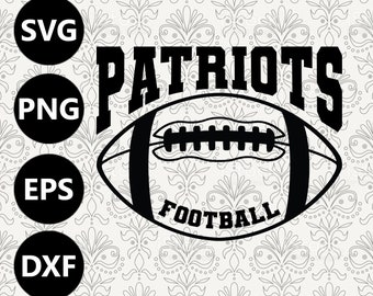 Patriots Black and White Football Silhouette Team Clipart svg file for cutting with Cricut, Png and Svg for T-Shirt Sublimation